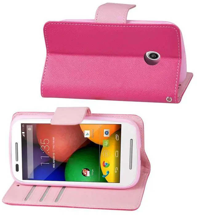 Alt view image 2 of 5 - Reiko Motorola Moto E 3-In-1 Wallet Case In Hot Pink
