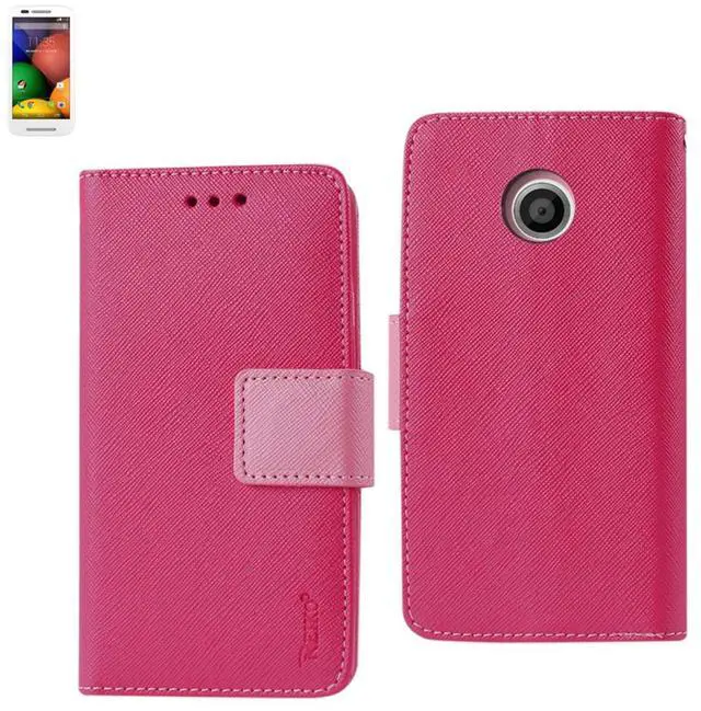 Alt view image 5 of 5 - Reiko Motorola Moto E 3-In-1 Wallet Case In Hot Pink