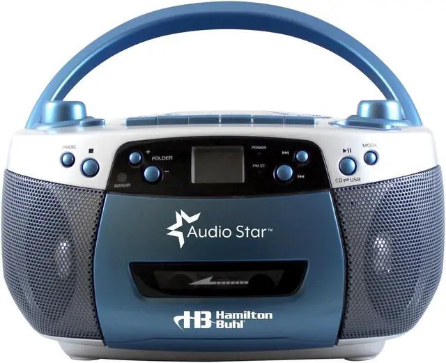 Alt view image 6 of 20 - Hamilton Buhl AudioStar Boombox Radio, CD, USB, Cassette Player with Tape and CD to MP3 Converter