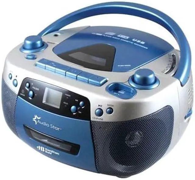 Alt view image 8 of 20 - Hamilton Buhl AudioStar Boombox Radio, CD, USB, Cassette Player with Tape and CD to MP3 Converter