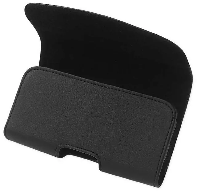 Alt view image 2 of 4 - Reiko Horizontal Leather Pouch With Embossed Logo In Black (6.4X3.5X0.7 Inches)