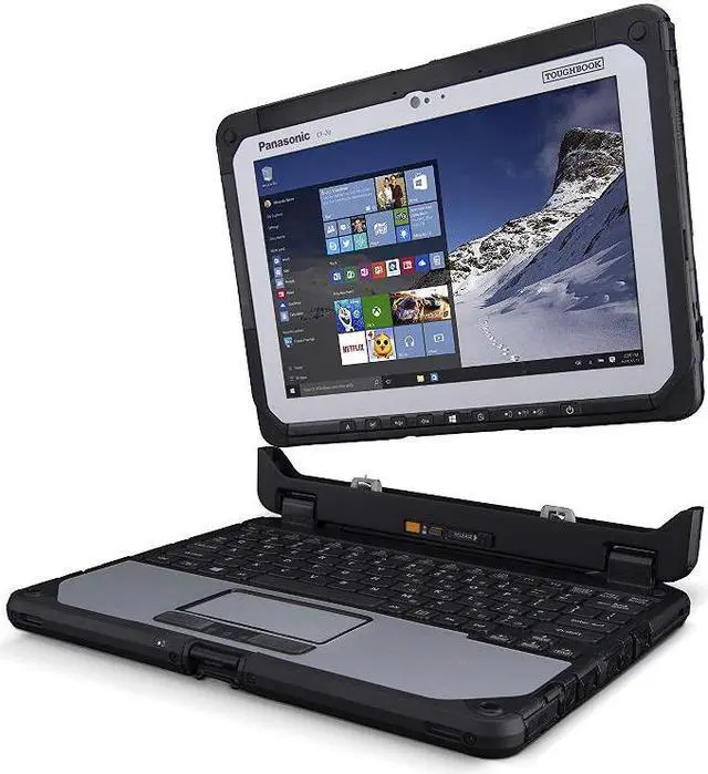 Alt view image 3 of 7 - Panasonic Toughbook CF-20, Rugged Laptop (2 in 1), 10.1" WUXGA, Intel Core m5-6Y57 @ 1.1GHz, 8GB RAM, 128GB SSD, Webcam, Rear Camera, Backlit Keyboard, Windows 10 Pro
