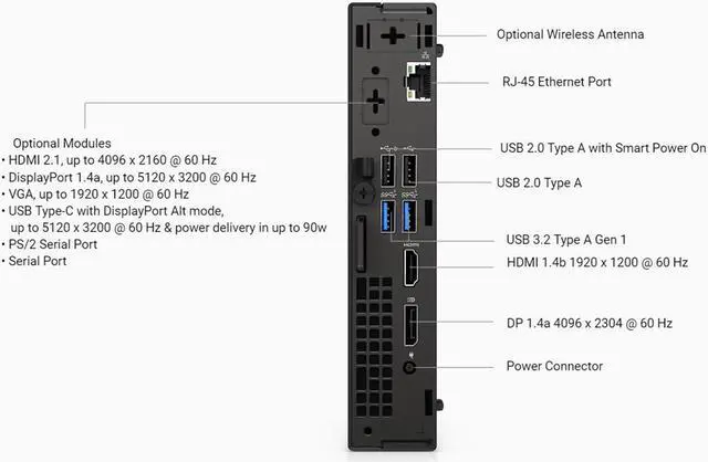 Alt view image 6 of 6 - New | DELL OptiPlex 7010 Micro | Business Desktop - PC, Intel Core i5 13500T, Windows 11 Pro, 16GB, 256GB NVMe SSD, with Wired Mouse & Keyboard