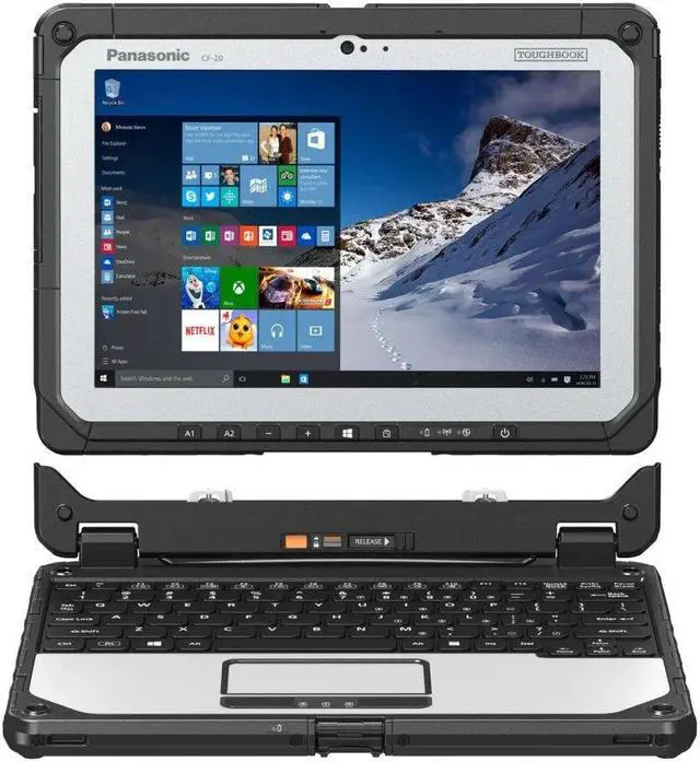Main image of Panasonic Toughbook 20 MK2, 2-in-1 Fully Rugged, with Keyboard, Core i5-7Y57, 10.1" WUXGA, 4G LTE, 2D Barcode Reader, 8GB, 256GB SSD, Windows 10 Pro Not Upgradeable to Win 11