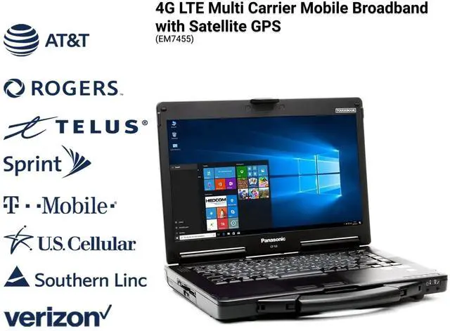 Alt view image 2 of 7 - Panasonic Toughbook CF-53 MK4, Semi Rugged Laptop, 14" HD Touch, 4G LTE, GPS, Intel Core i5 4310U @ 2GHz, Backlit Keyboard, DVD, 8GB, 256GB SSD, Windows 10 Pro, 90-Day Warranty