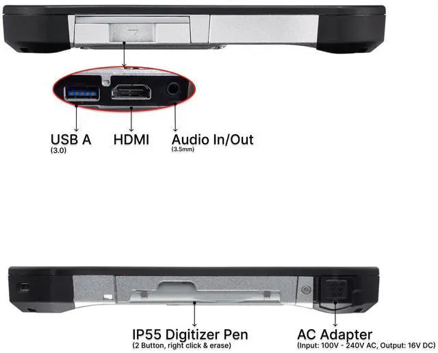 Alt view image 4 of 6 - Panasonic Toughbook G1, FZ-G1 MK1 Fully Rugged Tablet - PC 10.1" WUXGA Intel Core i5-3437U, LAN Port, 4G LTE 8GB 256GB SSD Windows 10 Pro