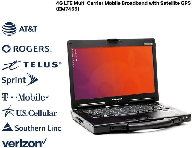 Alt view image 4 of 6 - Panasonic Toughbook CF-53 MK4, Rugged Laptop, Intel Core i5-4310U vPro, 2.00GHz, 14-inch HD Touchscreen, 8GB RAM, 256GB SSD, DVD Multi-Drive, Dedicated GPS, 4G LTE, Linux Ubuntu OS
