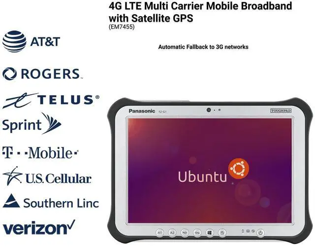 Alt view image 2 of 7 - Panasonic Toughpad FZ-G1 MK1, Rugged Tablet, i5-3rd Gen vPro, 10.1 inch WUXGA, 8GB, 256GB, 4G LTE, Insertable Smart Card Reader, Ethernet Port, Long Life Battery, Linux Ubuntu OS