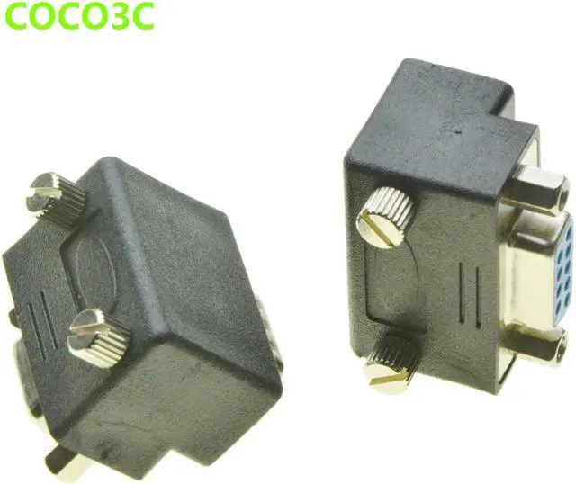 Alt view image 4 of 4 - Right Angle DB9 Adapter 9PIN RS232 Male to Female Extension Cable with screws pannel 90 Degree Connector
