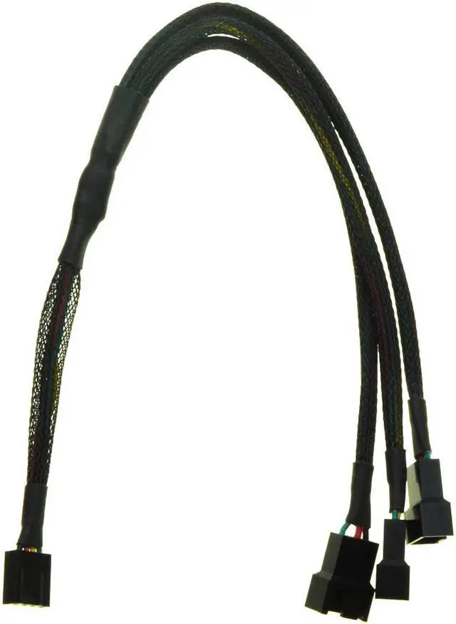 Main image of 12V 4Pin Fan PWM 1 to 3 way Power supply Extension Cable Y Splitter Port Multiplier Computer PC Cooling Sleeved