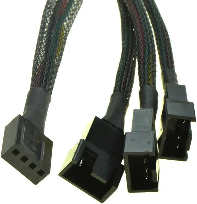 Alt view image 5 of 5 - 12V 4Pin Fan PWM 1 to 3 way Power supply Extension Cable Y Splitter Port Multiplier Computer PC Cooling Sleeved