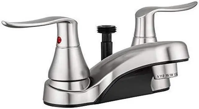 Main image of dura faucet dfpl720lhsn rv bathroom faucet with winged levers and shower hose diverter brushed satin nickel