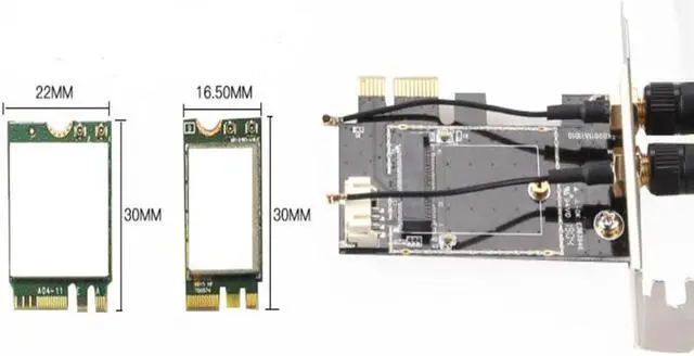 Alt view image 3 of 6 - NGFF Wireless Card To PCIe 1X 8X 16X Desktop PC WIFI WLAN CARD bracket Tray Adapter Support bluetooth