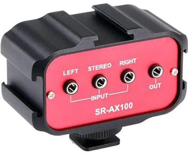 Alt view image 13 of 15 - Saramonic SR-AX100 Universal Audio Adapter/Shoe Expander with Stereo & Dual Mono 3.5mm Inputs for DSLR Cameras & Camcorders