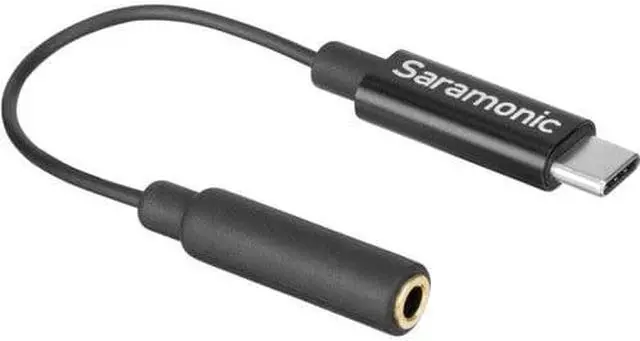 Alt view image 9 of 14 - Saramonic 3" Short USB Type-C Male to Female 3.5mm TRS Adapter Cable SR-C2003