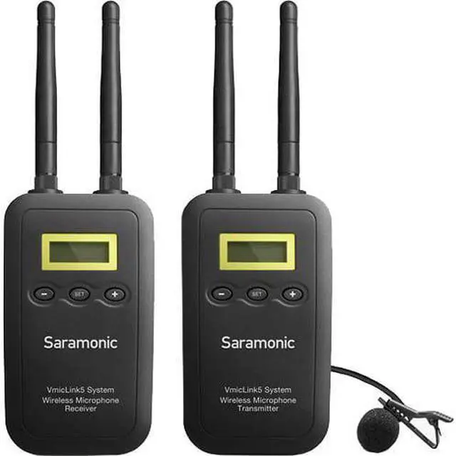 Alt view image 5 of 5 - Saramonic VmicLink5 5.8GHz Hi-Fi Wireless Lavalier Microphone System with Bodypack Transmitter & Portable Receiver - for DSLR Cameras, Camcorders, Recorders & Mixers (High Fidelity Audio Transfer)