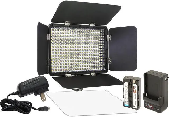 Alt view image 11 of 20 - Vidpro LED-330X Varicolor Studio Video Lighting Kit with Built-in Barn Doors & Diffuser Includes Li-ion Battery & Charger, AC Adapter, Adjustable Shoe Mount