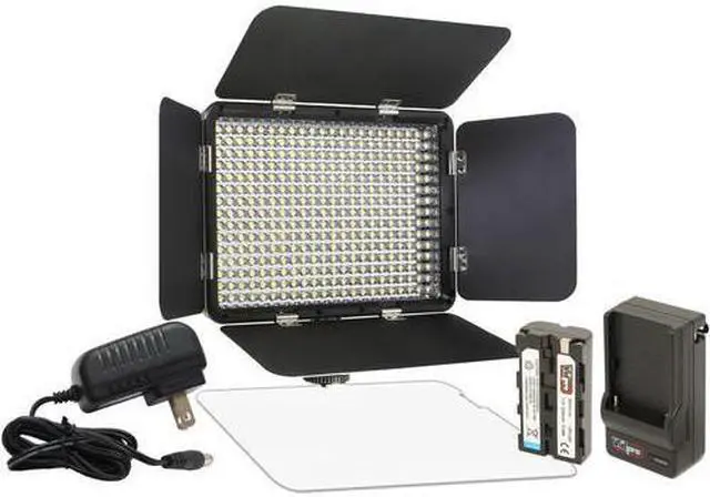 Alt view image 13 of 20 - Vidpro LED-330X Varicolor Studio Video Lighting Kit with Built-in Barn Doors & Diffuser Includes Li-ion Battery & Charger, AC Adapter, Adjustable Shoe Mount