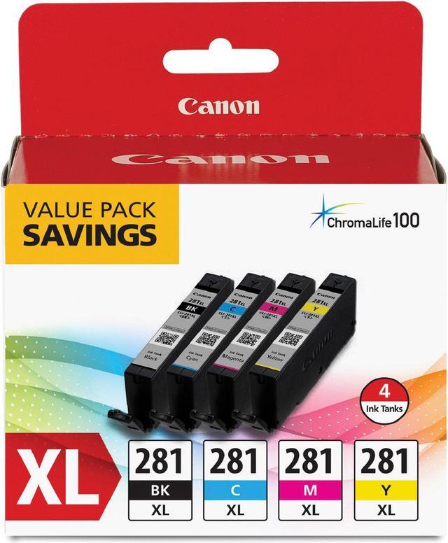 Alt view image 3 of 17 - Canon CLI-281 XL High Yield Ink Cartridge - Combo Pack - Black/Cyan/Magenta/Yellow