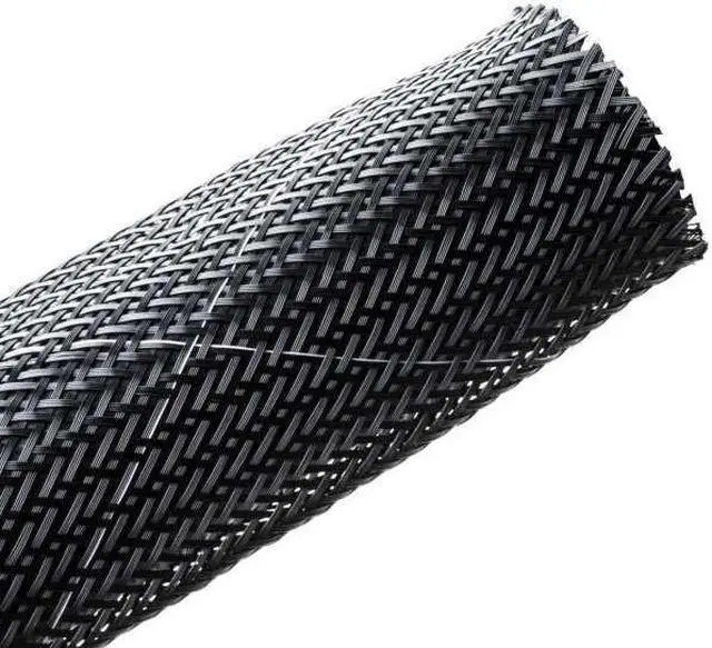 Main image of HellermannTyton 170-03093 Braided Sleeving, Expandable, Flame Retardant, 1" Dia, PET, Black, 250 ft/bulk reel