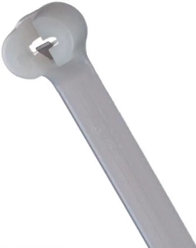 Alt view image 2 of 3 - T & B TY523M Cable Tie 18lb 4" Natural Nyl w/Stainless Stl Locking Clip, Qty-100
