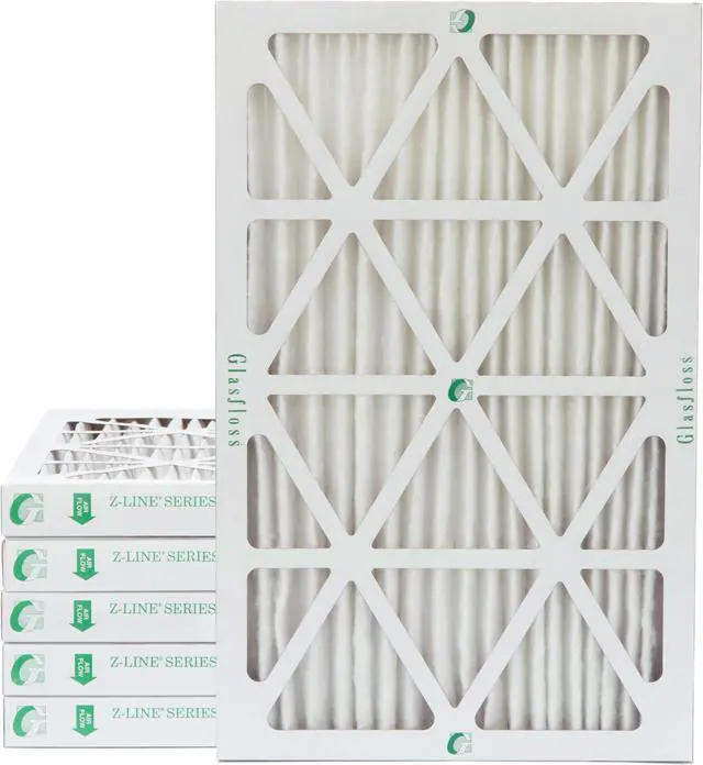 Main image of Glasfloss ZL 16x25x2 MERV 10 Pleated 2 Inch Air Filters. Box of 6. Actual Size: 15-1/2 x 24-1/2 x 1-3/4