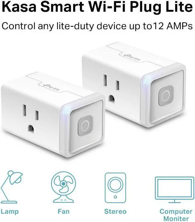Alt view image 5 of 6 - Kasa Smart WiFi Plug Lite by TP-Link (2-Pack) -12 Amp & Reliable Wifi Connection, Compact Design, No Hub Required, Works With Alexa Echo & Google Assistant (HS103P2), White