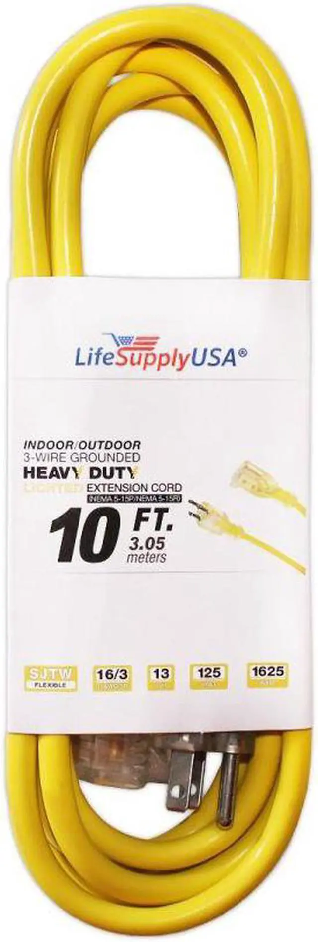Alt view image 2 of 6 - 16/3 10 ft. SJTW Lighted End Heavy Duty Extension Cord (10 feet)