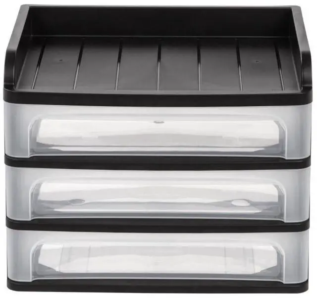Alt view image 2 of 16 - IRIS® 3-Drawer Medium Desktop Storage, 11 1/4"H x 14 1/4"W x 11 13/16"D, Black
