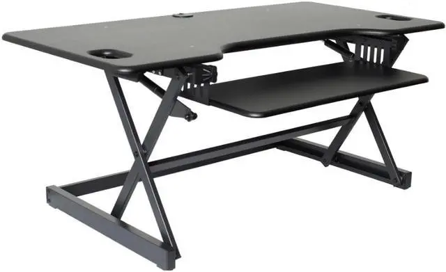 Main image of Rocelco Deluxe 46" wide Height Adjustable Standing Desk Riser with Extended Vertical Range (Black)