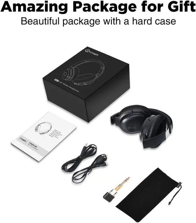 Alt view image 4 of 7 - COWIN SE7 Active Noise Cancelling Headphones Bluetooth Headphones Wireless Headphones Over Ear with Mic/Aptx, Comfortable Protein Earpads 50H Playtime, Foldable Headphones for Travel/Work