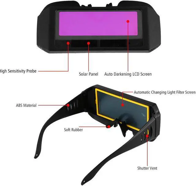 Alt view image 5 of 6 - For Welding Welder Glasses Mask Solar Auto Darkening Welding Helmet Eyes Goggle
