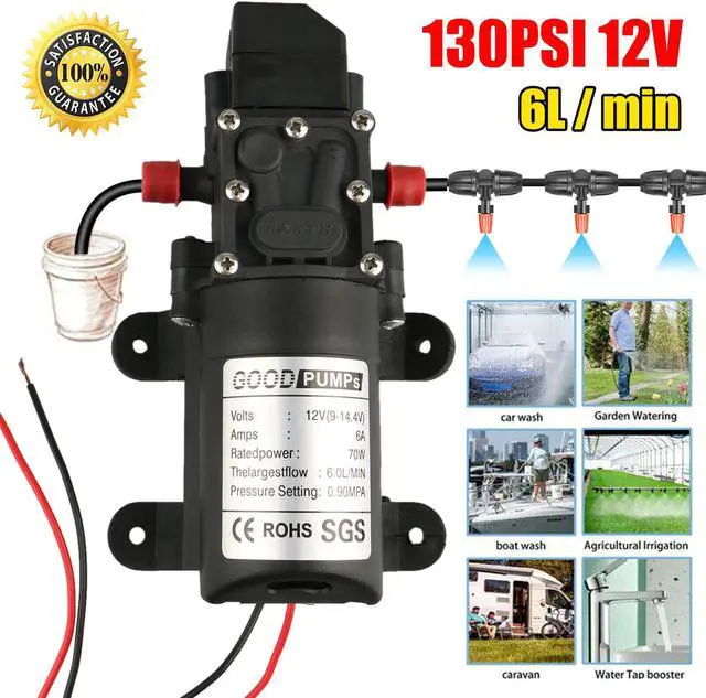Main image of 12V Water Pump 130PSI Self Priming Pump Diaphragm High Pressure Automc Switch