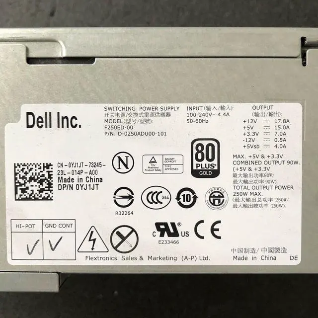 Alt view image 4 of 6 - Dell Optiplex 3010 7010 9010 390 250W Power Supply 6MVJH K2H58 FY9H3 HY6D2 G4V10