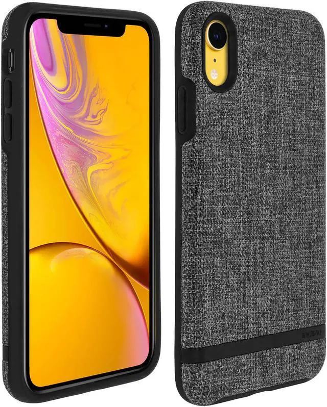 Alt view image 5 of 9 - Incipio Carnaby Stylish Slim Protective Case for iPhone XR (6.1") with Soft Premium Fabric and Anti-Slip Grip - Gray