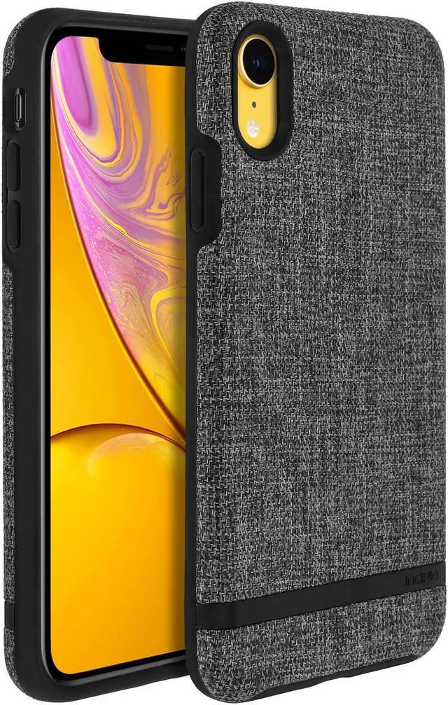 Alt view image 6 of 9 - Incipio Carnaby Stylish Slim Protective Case for iPhone XR (6.1") with Soft Premium Fabric and Anti-Slip Grip - Gray