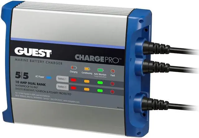 Alt view image 2 of 9 - Guest On-Board Battery Charger 10A 12V 2 Bank 120V