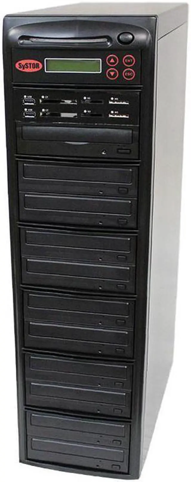 Main image of Systor Blu-ray BDXL Multi Media Center PLUS - Flash Memory Drive (USB/SD/CF/MS/MMC) to Disc Backup + 1 to 10 SATA CD/DVD/BD Duplicator (PMBC-P-BD-10)