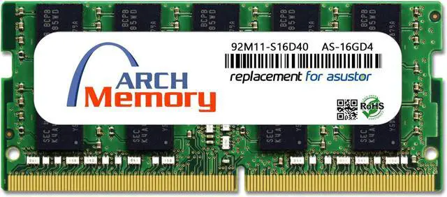 Main image of 16GB 92M11-S16D40 AS-16GD4 DDR4-2666 260-Pin ECC So-dimm RAM Replacement Memory for Asustor