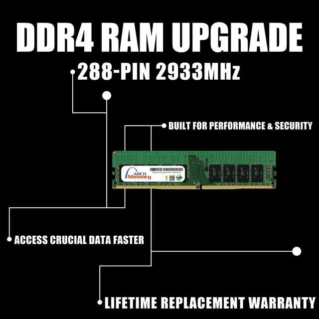 Alt view image 2 of 4 - 8GB 4X71B32811 288-Pin DDR4-2933 PC4-23400 ECC Udimm RAM Replacement Memory for Lenovo