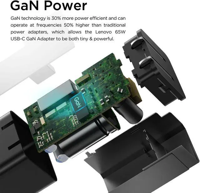 Alt view image 6 of 20 - Lenovo 65W USB-C GaN Adapter