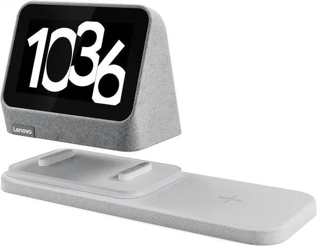 Main image of Lenovo Smart Clock Gen 2, Grey, with Charging Station, 3.97" IPS Touch, 1GB, 8GB