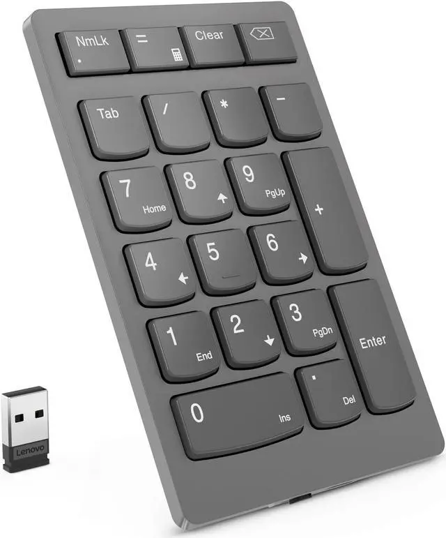 Alt view image 7 of 17 - Lenovo Go Wireless Numeric Keypad 4Y41C33791 Storm grey 21 Normal Keys RF Wireless Keypad