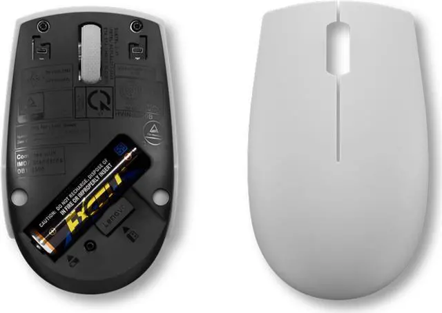 Alt view image 6 of 6 - Lenovo 300 Wireless Compact Mouse (Arctic Grey) with battery