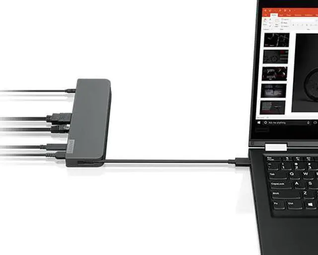 Alt view image 9 of 11 - Lenovo USB-C Mini Dock, 7-in-1 Portable Dock with HDMI, VGA, USB-C, USB 3.1, USB 2, 3.5mm Audio, Ethernet, 45W Charging, Compatible with Lenovo, Apple & USB-C Laptops, G0A70065US