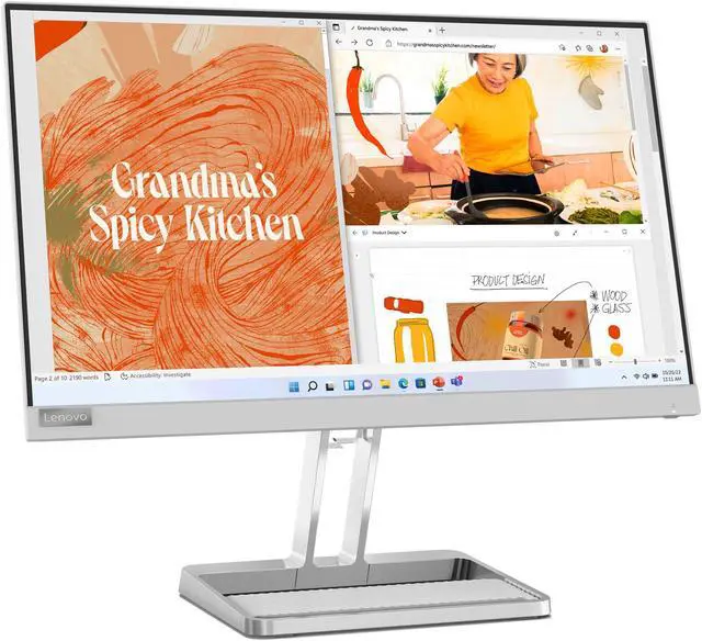 Alt view image 2 of 14 - Lenovo L22i-40 21.5-inch IPS FHD 75Hz Speakers Monitor