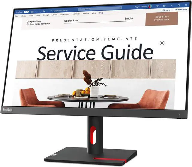 Alt view image 3 of 7 - Lenovo ThinkVision S24i-30 23.8" 16:9 Full HD 100Hz IPS WLED Monitor, Raven Black
