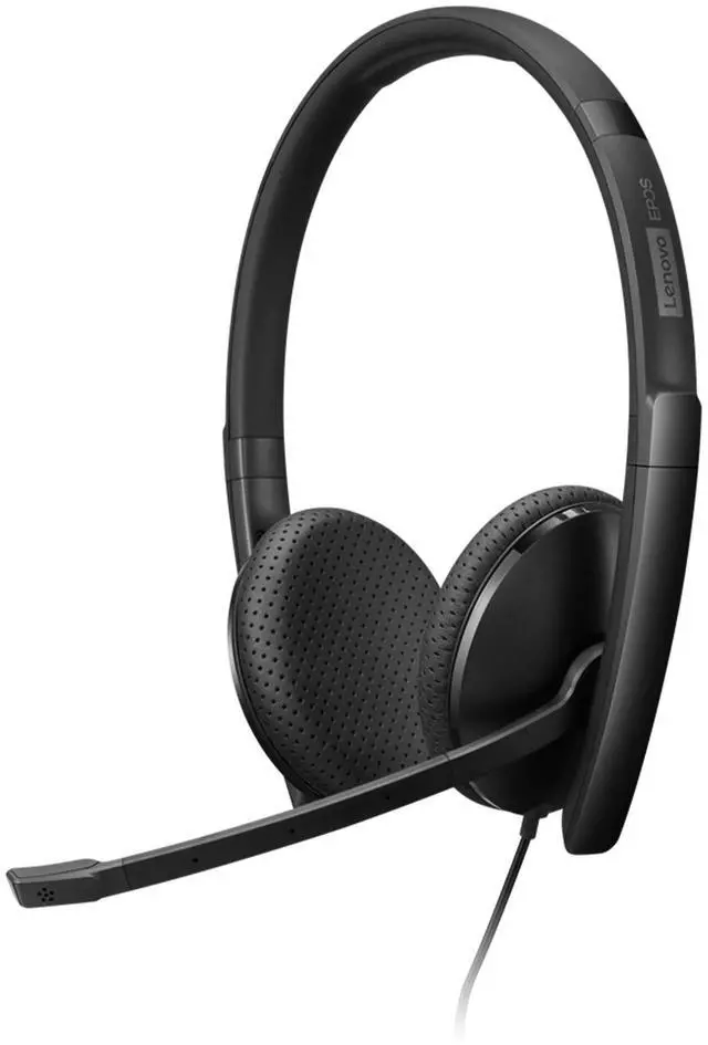 Alt view image 10 of 16 - Lenovo Wired VoIP Headset (UC) - Stereo - USB Type C - Wired - 2.2 Kilo Ohm - 20 Hz - 20 kHz - On-ear, Over-the-head - Binaural - Supra-aural - 5.86 ft Cable - Noise Cancelling Microphone - Black