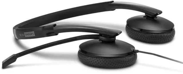 Alt view image 12 of 16 - Lenovo Wired VoIP Headset (UC) - Stereo - USB Type C - Wired - 2.2 Kilo Ohm - 20 Hz - 20 kHz - On-ear, Over-the-head - Binaural - Supra-aural - 5.86 ft Cable - Noise Cancelling Microphone - Black