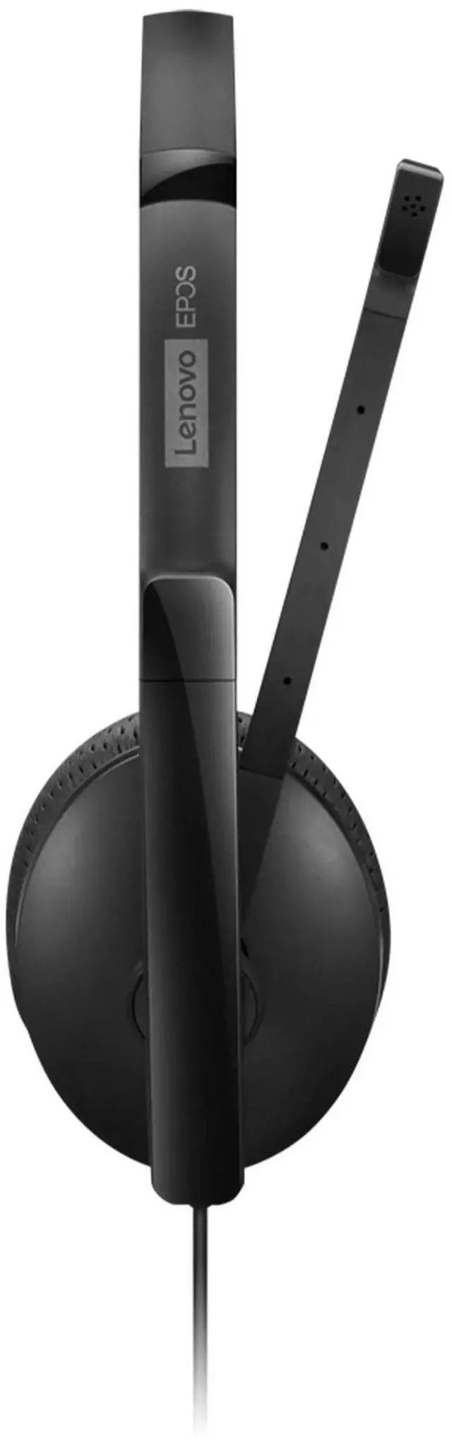 Alt view image 13 of 16 - Lenovo Wired VoIP Headset (UC) - Stereo - USB Type C - Wired - 2.2 Kilo Ohm - 20 Hz - 20 kHz - On-ear, Over-the-head - Binaural - Supra-aural - 5.86 ft Cable - Noise Cancelling Microphone - Black